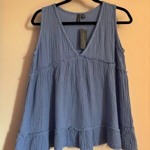 Shannon Passero Light Blue Cotton Sleeveless Top